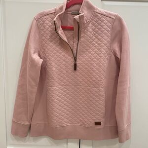 L.L. Bean Pink Quilted Half-Zip Turtleneck Sweater
